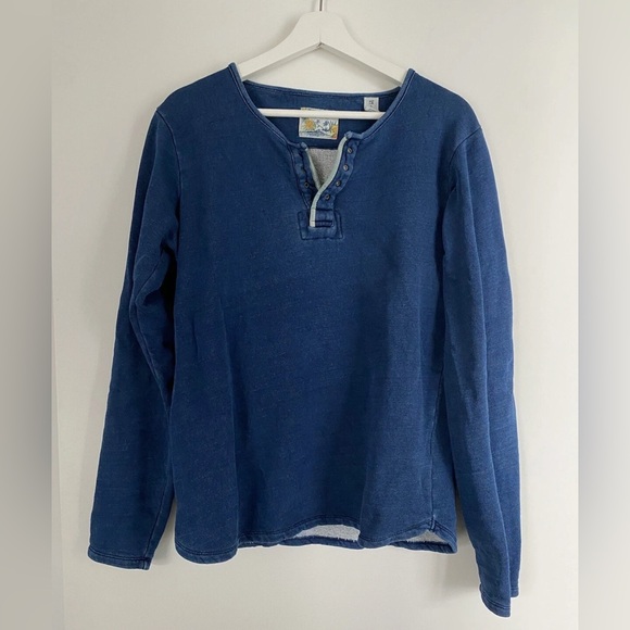 Blue Long Sleeve Henley Shirt - Picture 1 of 1